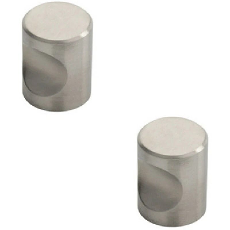 Image of Loops 2x Cylindrical Cupboard Door Knob 20mm Diameter Stainless Steel Cabinet Handle Metallics unisex