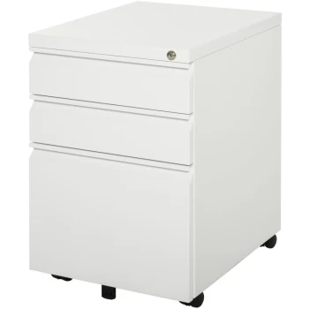 image of Mobile Vertical File Cabinet Lockable Metal Cabinet with 3 Drawers - Vinsetto