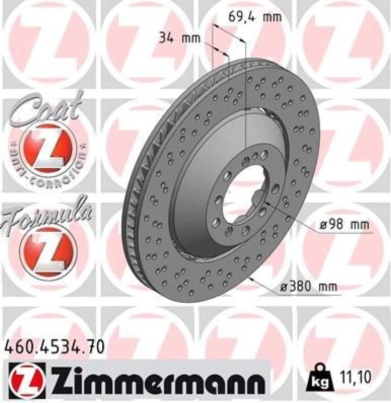 Image of ZIMMERMANN Brake disc ZIMMERMANN 460.4534.70