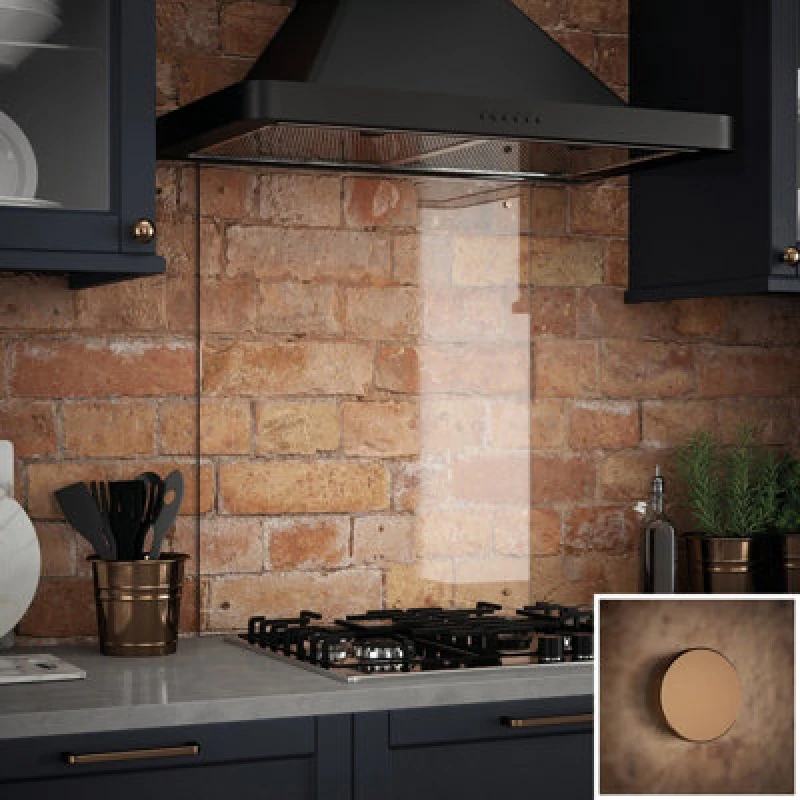 Image of Clear Glass Kitchen Splashback With Copper Caps 600X700Mm, Clear SB53543
