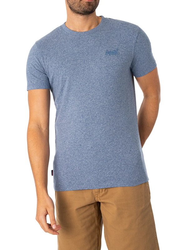 Image of Superdry Essential Logo EMB T-Shirt Bay Blue Marl 3XL