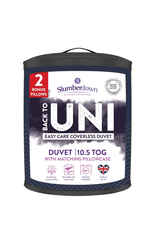 Image of Slumberdown Back to Uni Embossed Herringbone 10.5 Duvet, 2 Medium Pillows in Navy Size: King Navy Unisex King