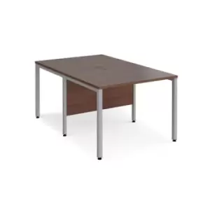 image of Office Desk 2 Person Rectangular Desk 1000mm Walnut Tops With Silver Frames 1600mm Depth Maestro 25