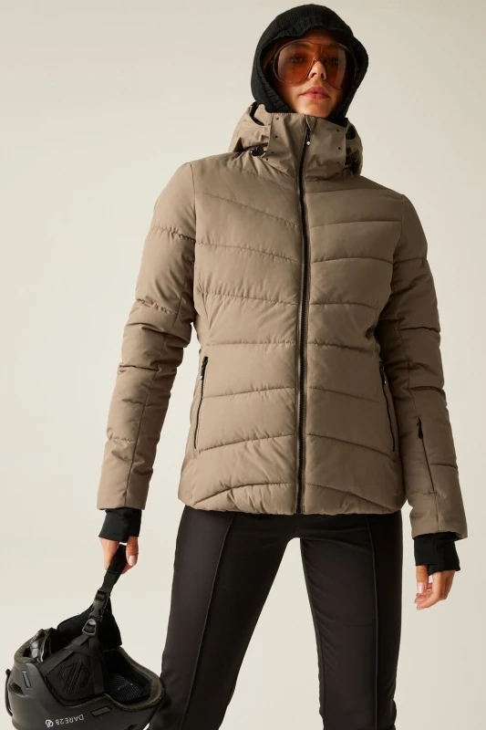 Image of Dare 2b Womens Glacial Waterproof Insulated Padded Ski Jacket in Brown Size: 18 Brown Female 18