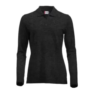 Image of Clique Womens/Ladies Classic Marion Melange Long-Sleeved Polo Shirt (L) (Anthracite)