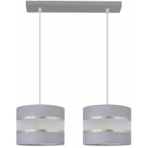 image of Helam Helen Straight Bar Pendant Ceiling Light Grey, Silver 45cm