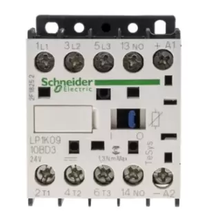 image of Schneider Electric TeSys K LP1K 3 Pole Contactor - 9 A, 24 V dc Coil, 3NO, 4 kW