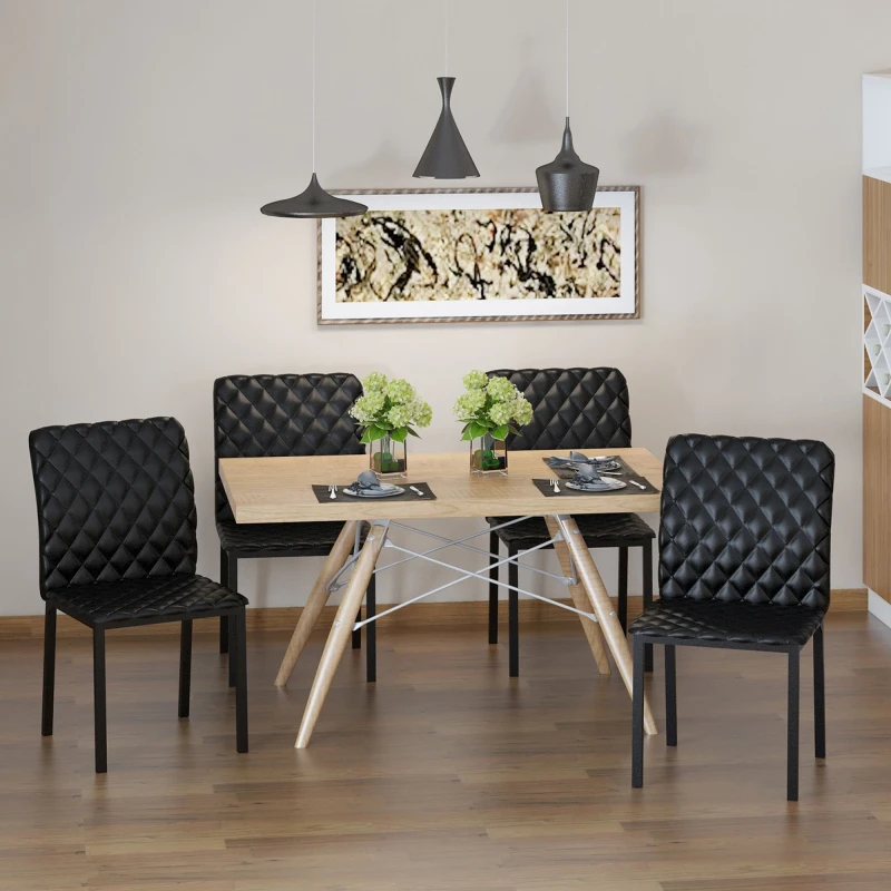 Image of HOMCOM Modern Dining Chairs Faux Leather Accent Chairs for Kitchen Black