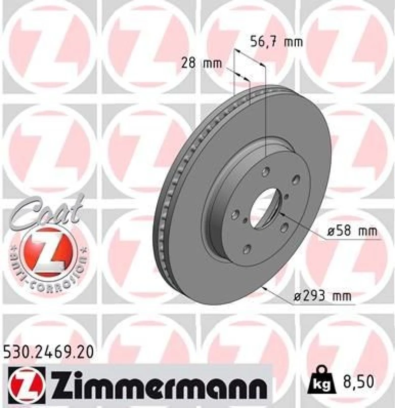 Image of ZIMMERMANN Brake disc ZIMMERMANN 530.2469.20