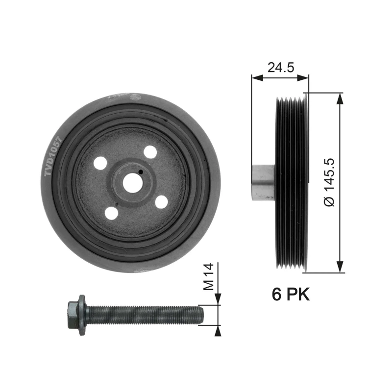 Image of GATES Crankshaft pulley GATES TVD1057A