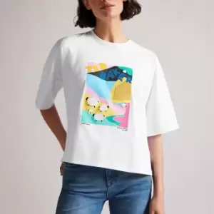 Image of Ted Baker Tuliipp Chest Graphic Cotton-Jersey T-Shirt - UK 10