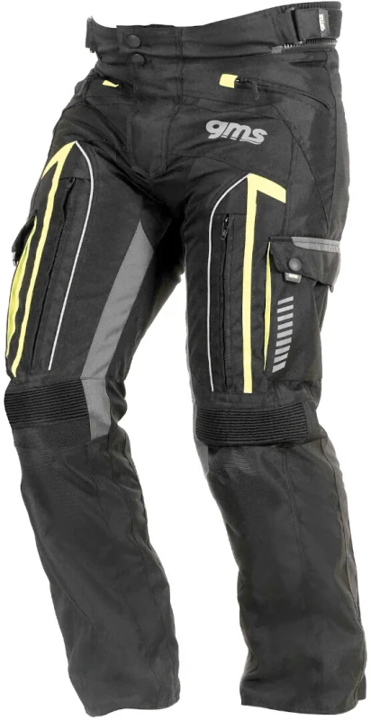 Image of GMS Everest Motorcycle Textile Pants, black-yellow, Size M for Men