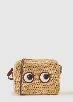 Image of Anya Hindmarch Womens Eyes Raffia Beige Cross Body Bag