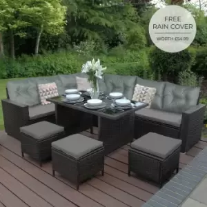 image of Jardi Outdoor 9 Seater Garden Rattan Furniture Set Brown