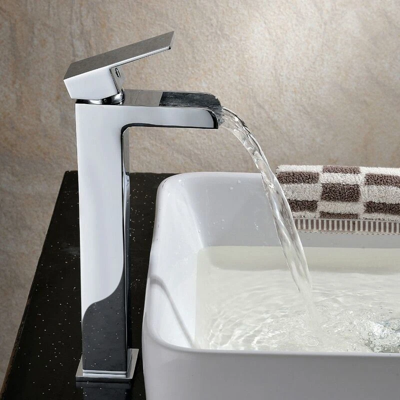 Image of NES HOME Nes Home - Ozone Modern Square Extended Countertop Waterfall Basin Mono Mixer Tap 2303+WST