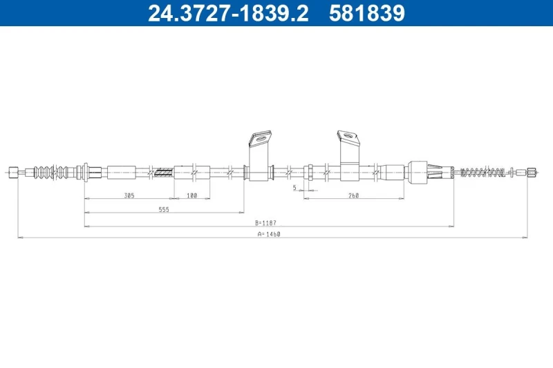 Image of ATE 24.3727-1839.2 Brake Cable 1460mm Cable,parking brake (124)