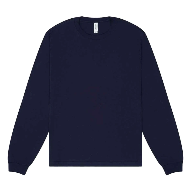 Image of Bella + Canvas Mens Heavyweight Long-Sleeved T-Shirt in Navy Size: Large Navy Male L