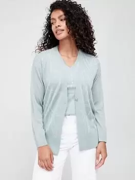 Image of Armani Exchange Wool Mix Logo Print Cardigan - Green, Size L, Women