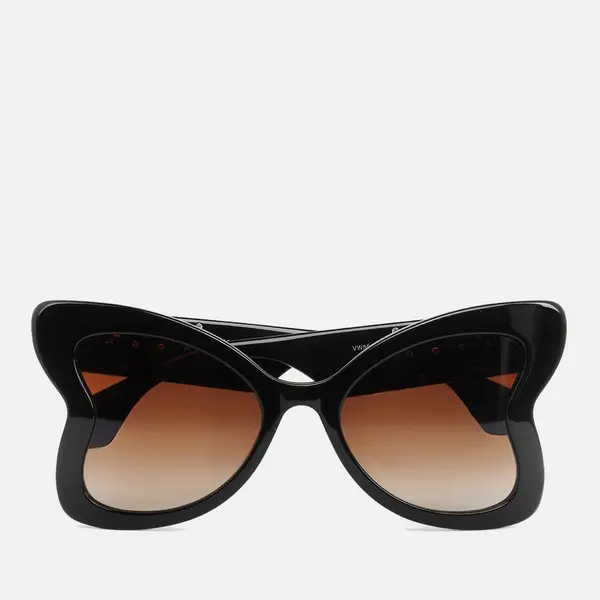 image of Vivienne Westwood Womens Athalia Oversized Sunglasses - Gloss Solid Black female VW501900155