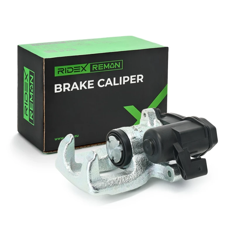 Image of RIDEX REMAN 78B1471R Brake caliper Rear Axle, for vehicles with electric parking brake, with holding frame Grey Cast Iron Brake Caliper (78)