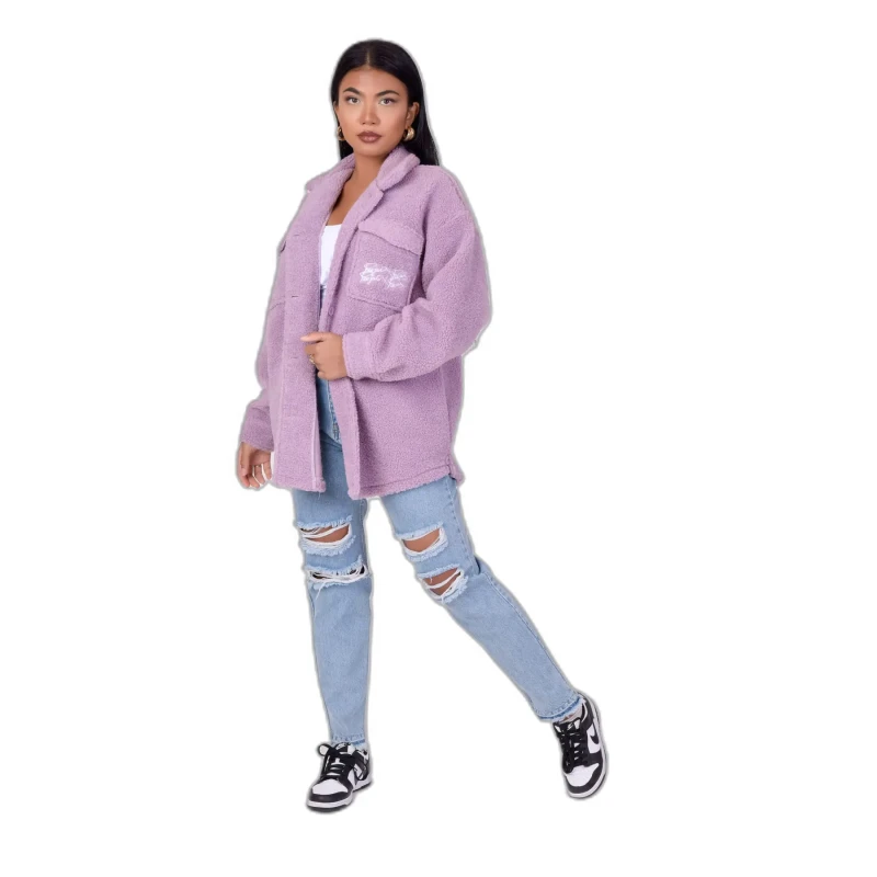 Image of Project X Paris Womens basic pilou overshirt jacket Project X Paris Violet Female XS