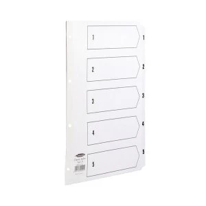 Image of Concord Classic Index 1-5 A4 White Board with Clear Mylar Tabs 00501/CS5