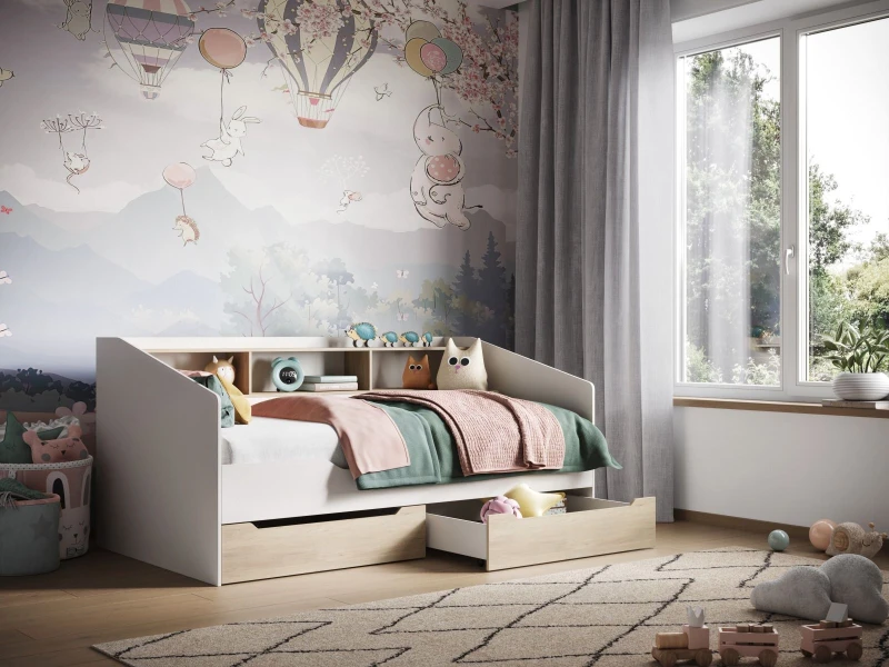 Image of Flair Leni Day Bed in Light Oak Size: Single Light Oak Unisex Single