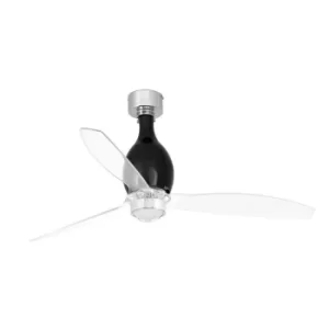 image of Mini-Eterfan LED Matt Black, Transparent Ceiling Fan with DC Motor, 3000K