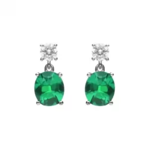 image of Oval Green Zirconia Drop Earrings E6199