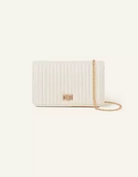 Image of Accessorize Womens Cream Quilted Chain Shoulder Bag, Size: 22x14cm