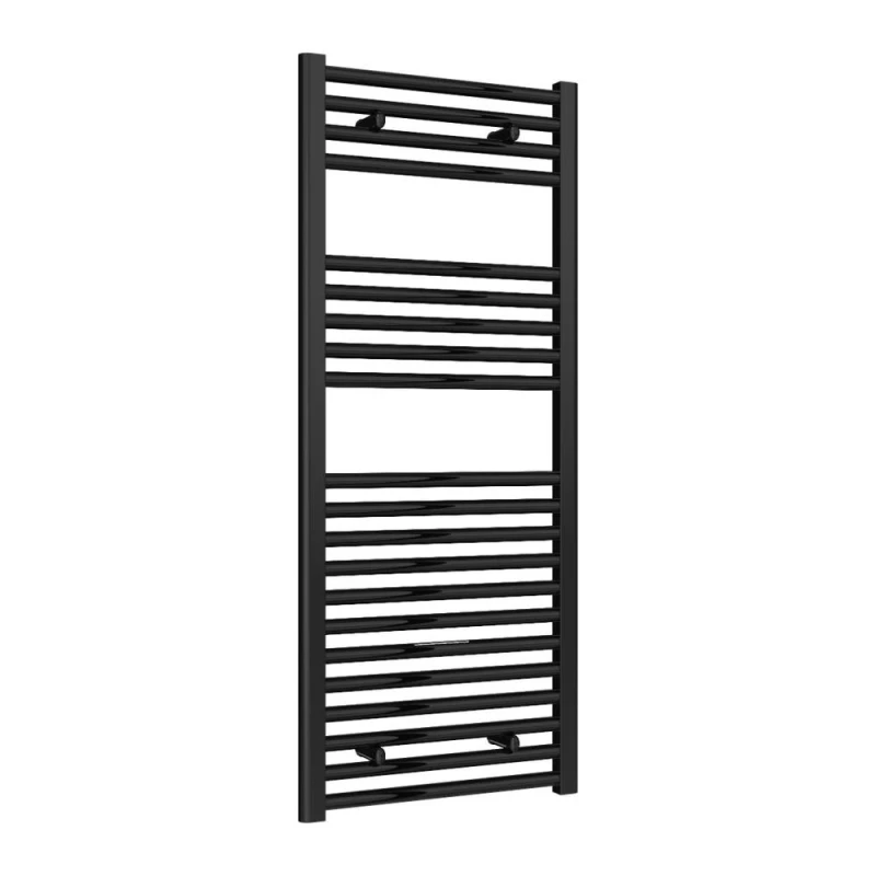 Image of Bathroom Kingdom Diva Black Straight Heated Towel Rail 1200x500 Black Unisex