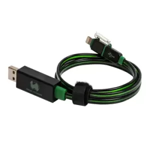 image of RealPower USB A/Lightning 0.75m Black, Green