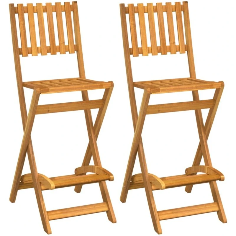 Image of vidaXL Folding Outdoor Bar Stools 2 pcs Solid Wood Acacia, Brown 319188