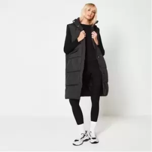 Image of Missguided Petite Recycled Longline Puffer Gilet - Black
