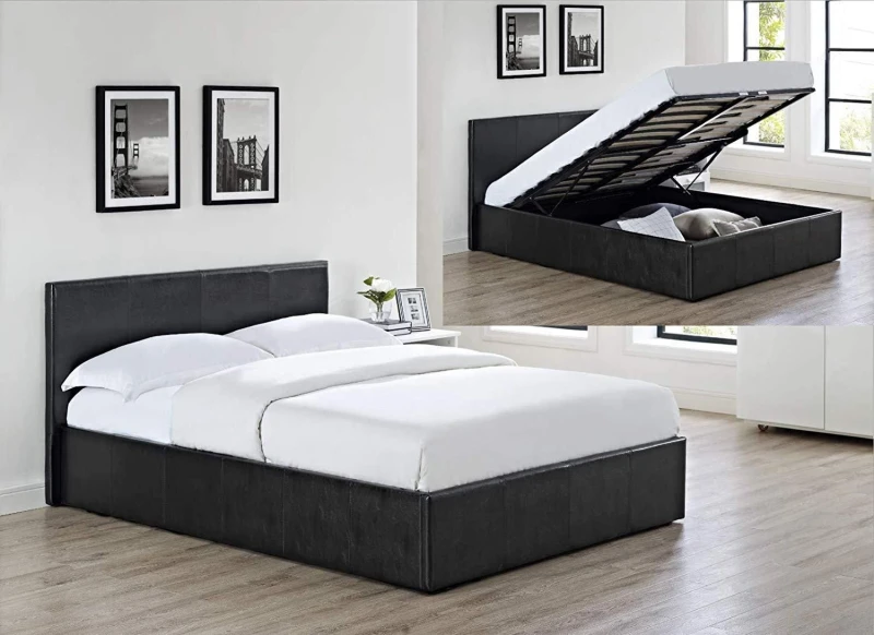 Image of KOSY KOALA KOSY KOALA Ottoman Storage Black Faux Leather Bed Side Lift 3ft Single Bed Frame Black One Size Unisex 5060711588377