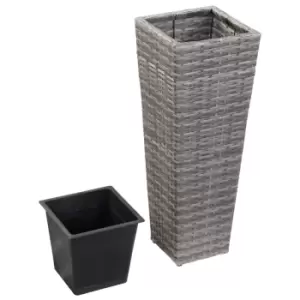 image of Vidaxl Garden Raised Bed 30x30x80cm Poly Rattan Grey