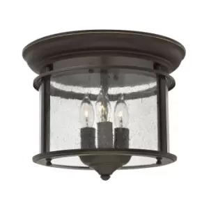 Image of 3 Bulb Flush Light Light Low Ceiling Olde Bronze LED E14 40W Bulb