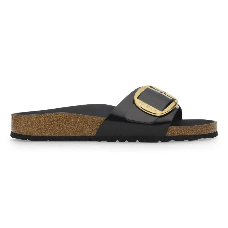 Image of Birkenstock Natural leather patent mules For Her Birkenstock Madrid Noir Female 38 Etroit