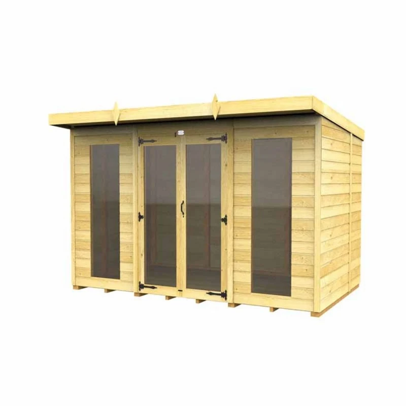 Image of Buttercup Farm 10x5 ft Pent Summer House (Full Height Window) - L147 x W302 x H201cm in Brown Brown Unisex