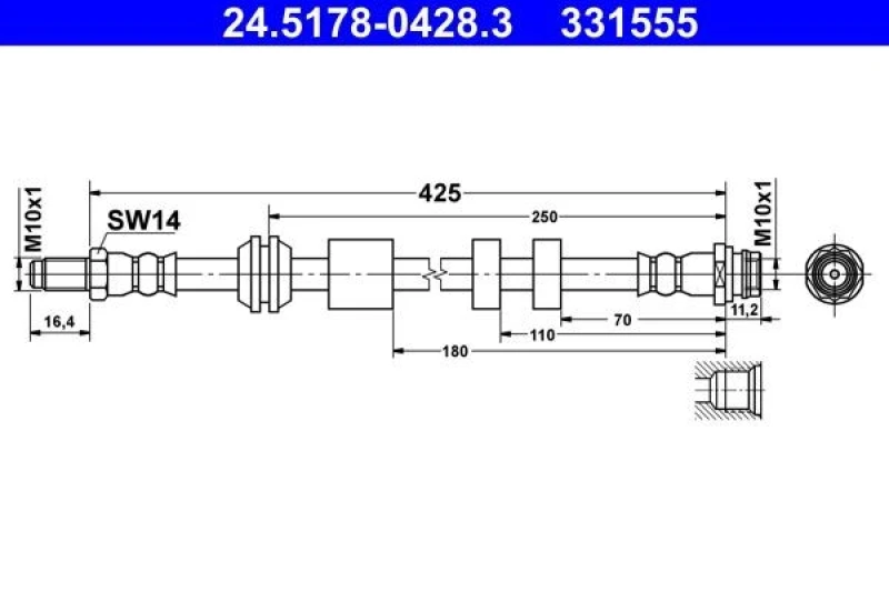Image of Brake hose ATE 24.5178-0428.3