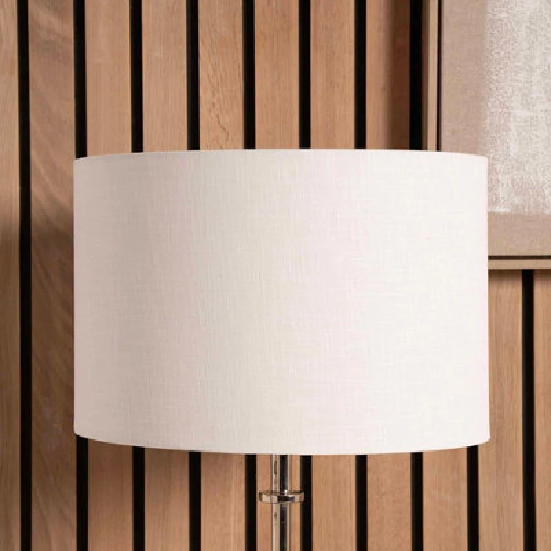 Image of Pacific Lifestyle 25Cm White Table Lampshade Modern Self Lined Linen Drum Lamp Shade