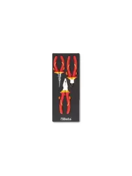 Image of Beta Tools M135 3pc VDE Insulated Pliers Set Soft Tray for Roller Cab 024500135