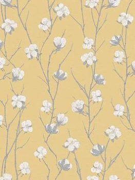 image of Superfresco Cotton Flower Ochre Wallpaper