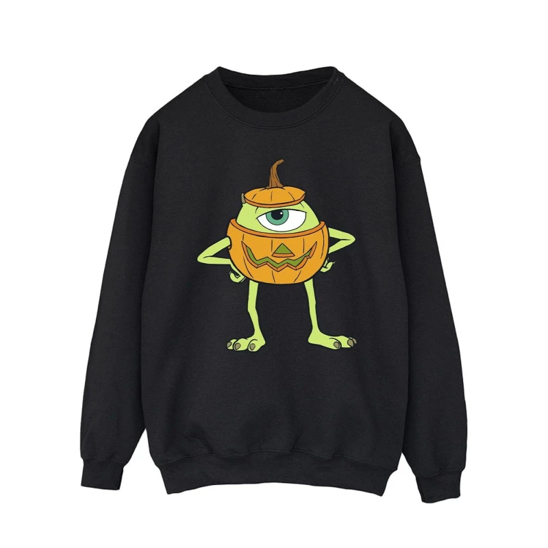 Image of Disney Men Mike Pumpkin Halloween Sweatshirt in Black Size: Small Black S Male 5063376630399