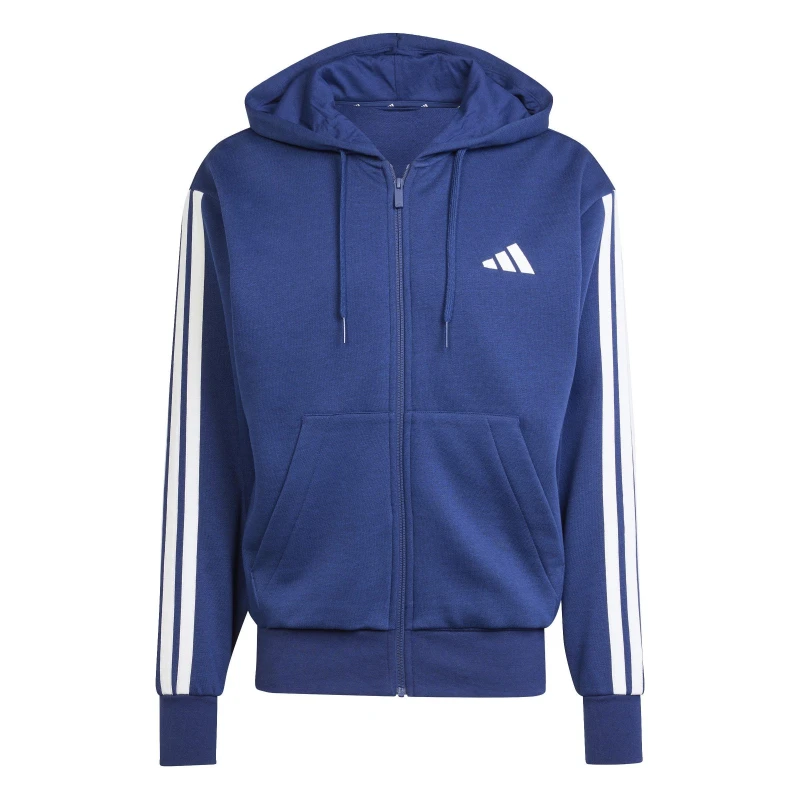 Image of adidas Essentials Fleece 3-Stripes Full-Zip Hoodie Mens Navy/White male M