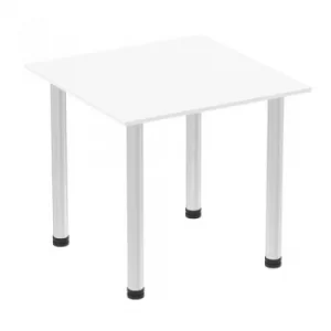 Image of Impulse 800mm Square Table White Top Aluminium Post Leg I003627
