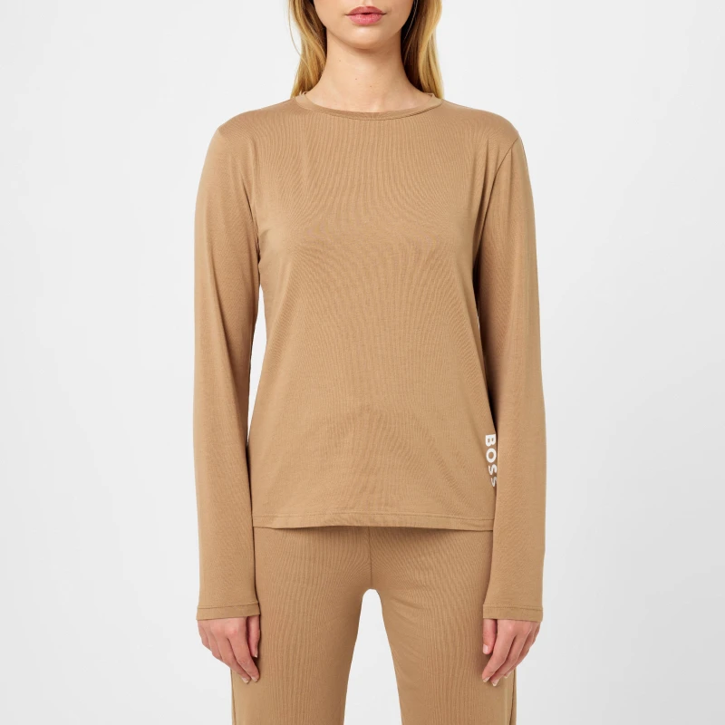 Image of Boss Womens Long-Sleeve Lounge Set, Pyjama Set Medium Beige female 8 (XS)
