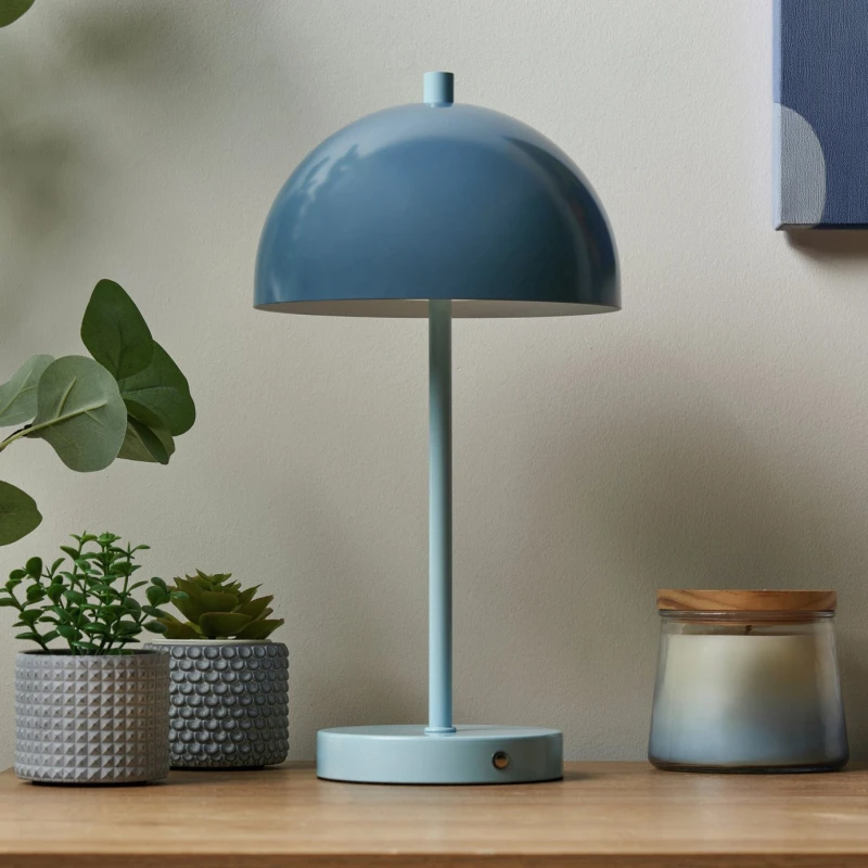 Image of BHS BHS Belle Dome Metal Rechargeable Table Lamp - Blue