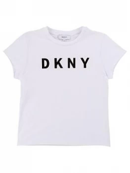 Image of DKNY Girls Short Sleeve Logo T-Shirt - White, Size Age: 10 Years, Women