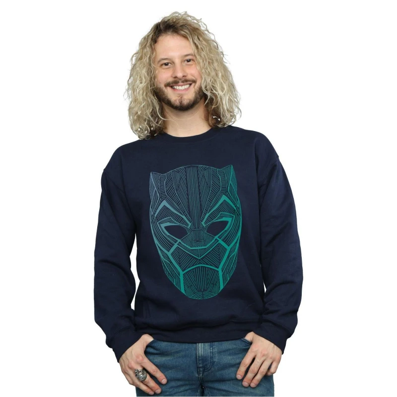 Image of Marvel Marvel Men Black Panther Tribal Mask Sweatshirt in Navy Size: Small Navy S Male 5057736545256